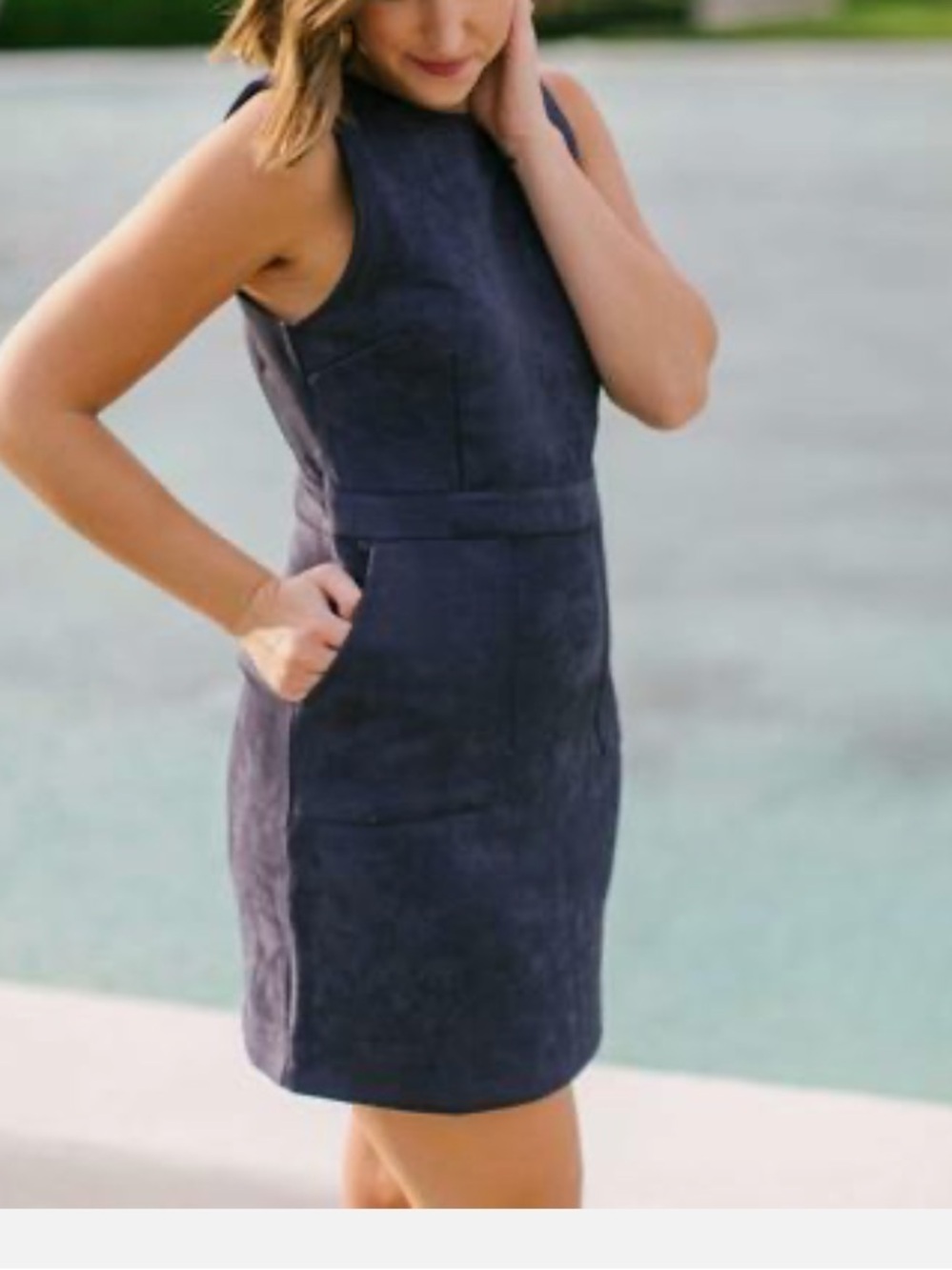 Anthropologie Bishop + Young Gemma Faux Suede Blue Dress Size S
